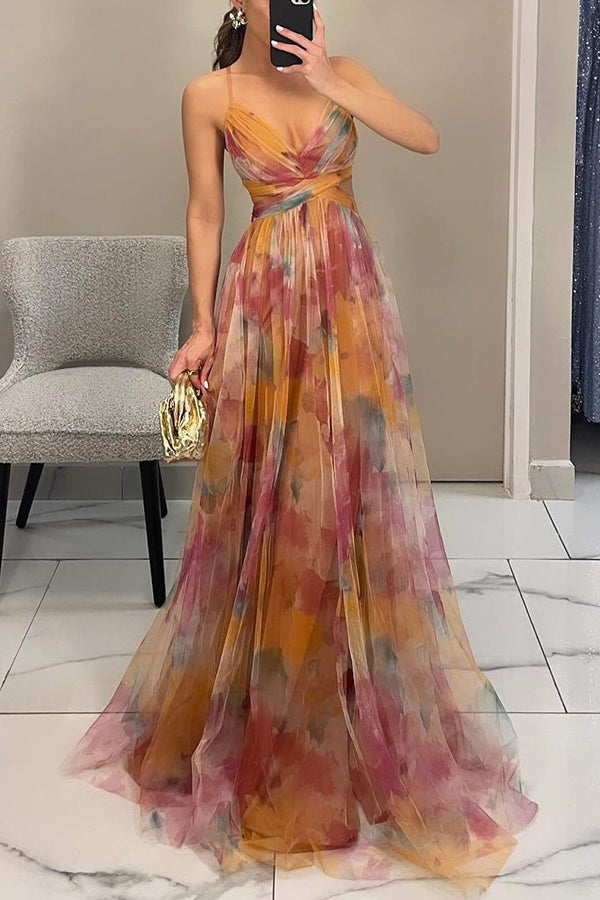 Robe trapèze longue à fleurs femme