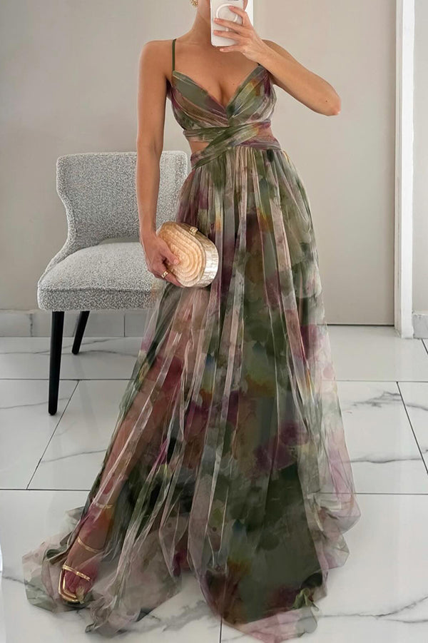 Robe trapèze longue à fleurs femme