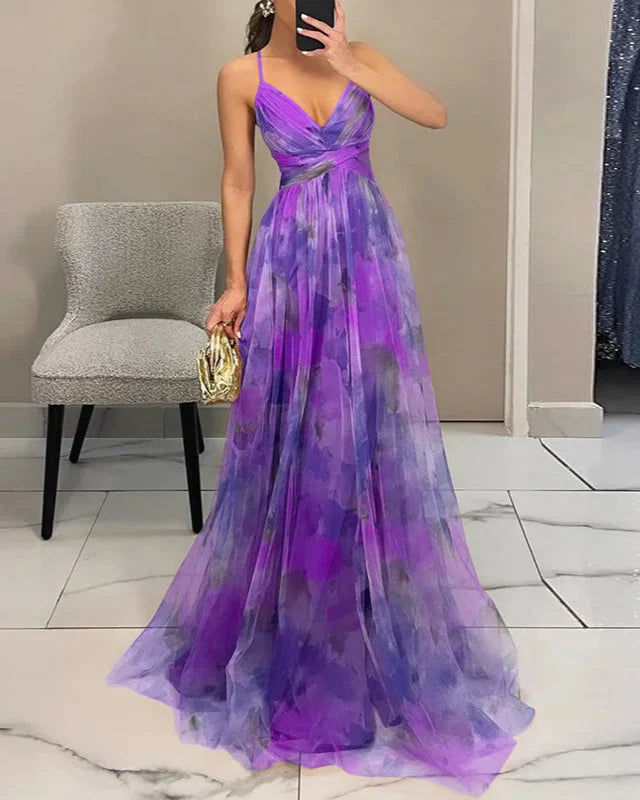 Robe trapèze longue à fleurs femme
