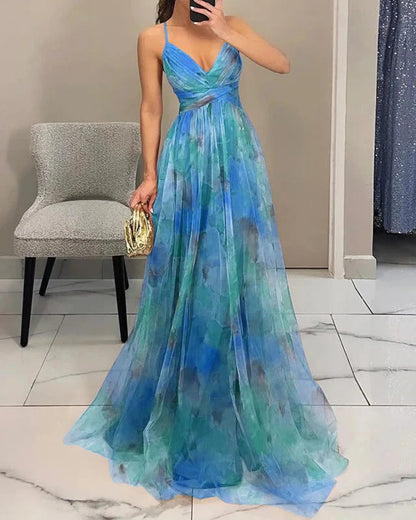 Robe trapèze longue à fleurs femme