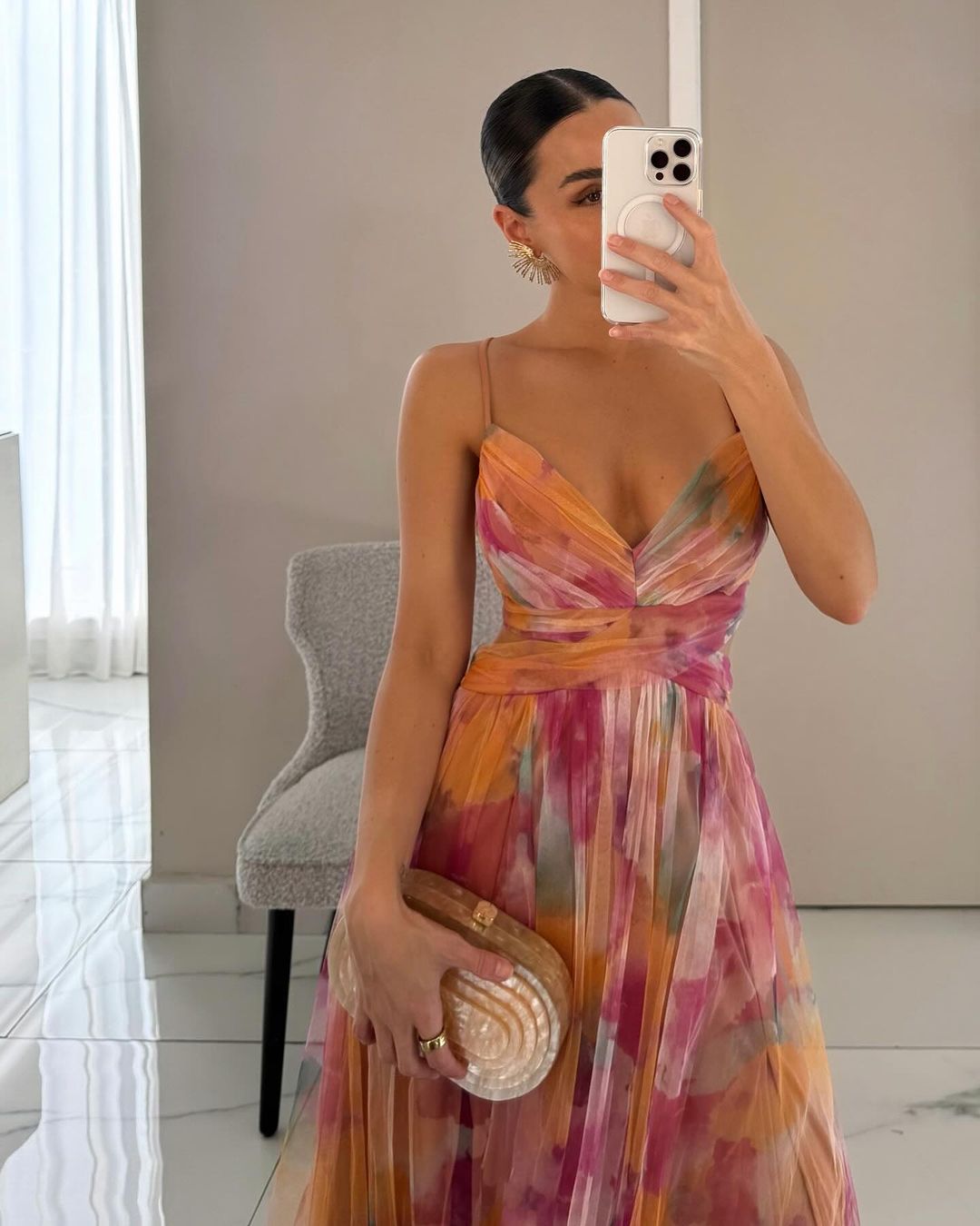Robe trapèze longue à fleurs femme