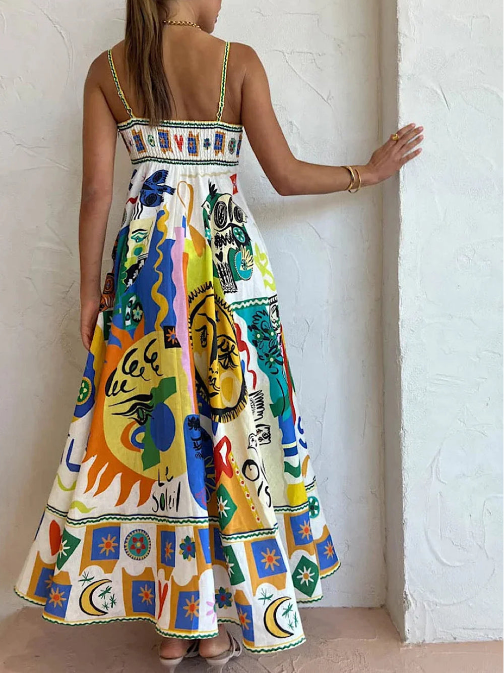 Robe trapèze longue sans manches femme