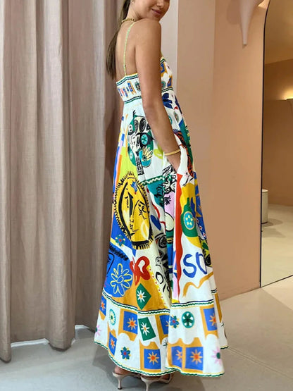 Robe trapèze longue sans manches femme