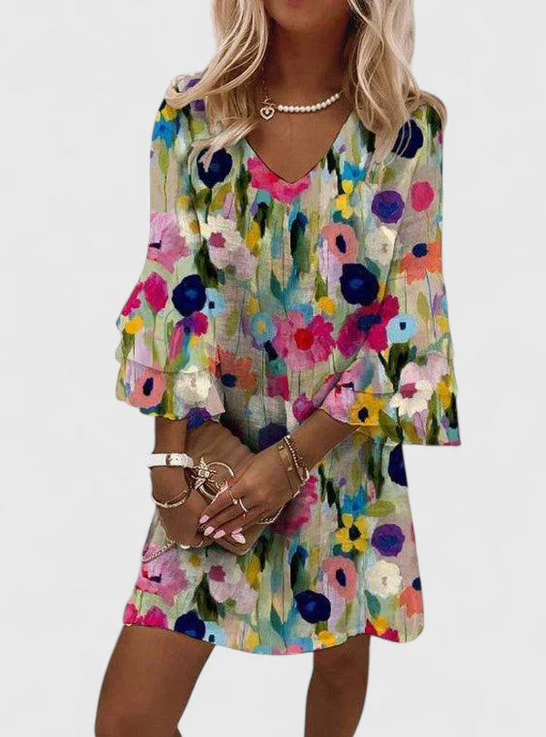 Robe trapèze mini à fleurs pour femme