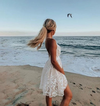 Robe trapèze mini à fleurs pour femme