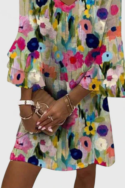 Robe trapèze mini à fleurs pour femme