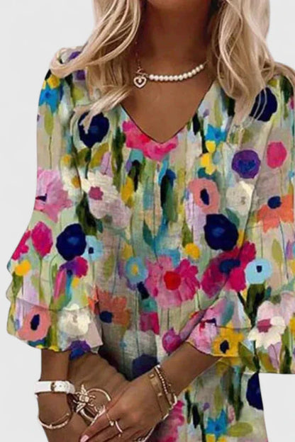 Robe trapèze mini à fleurs pour femme