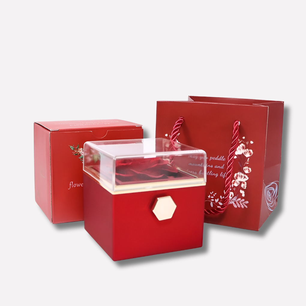 Rose éternelle avec collier gravé personnalisé