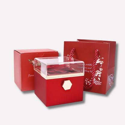 Rose éternelle avec collier gravé personnalisé