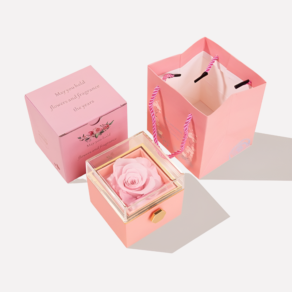 Rose éternelle avec collier gravé personnalisé
