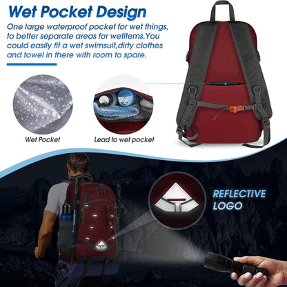 Sac à dos 40 L imperméable de randonnée et de camping — léger et pliable