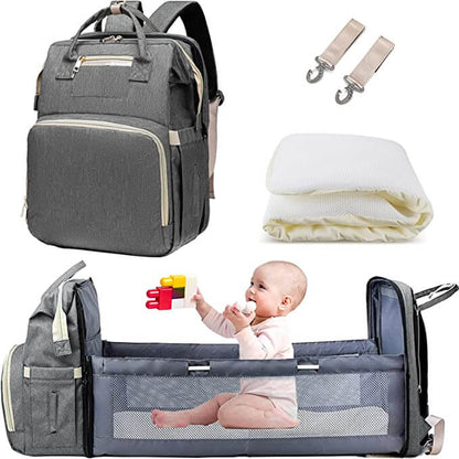 Sac à dos à langer convertible pour bébé avec couffin pliable – imperméable, multipoches
