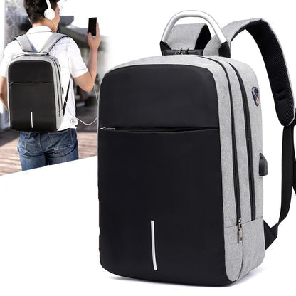 Sac à dos antivol pour ordinateur portable unisexe avec port de charge USB et fermetures éclair dissimulées