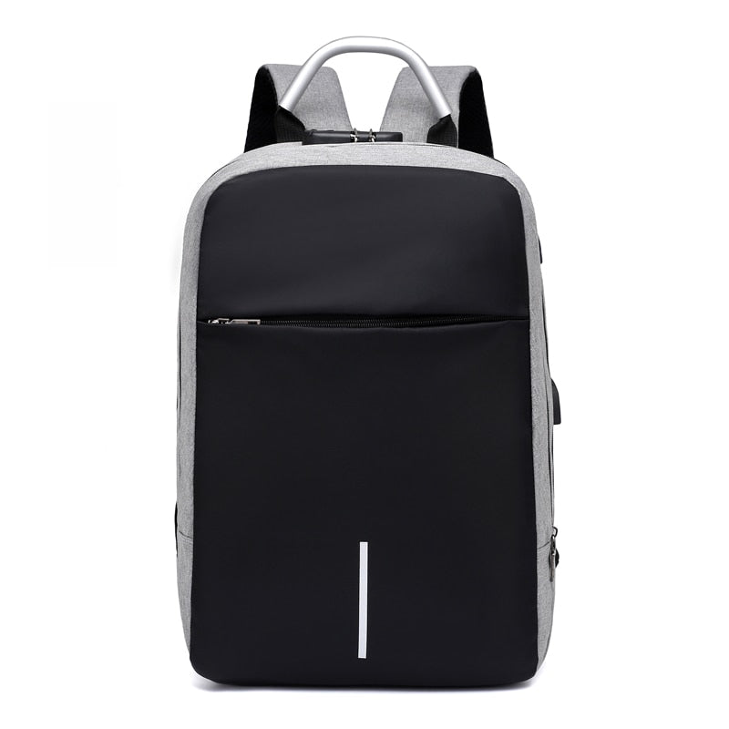 Sac à dos antivol pour ordinateur portable unisexe avec port de charge USB et fermetures éclair dissimulées