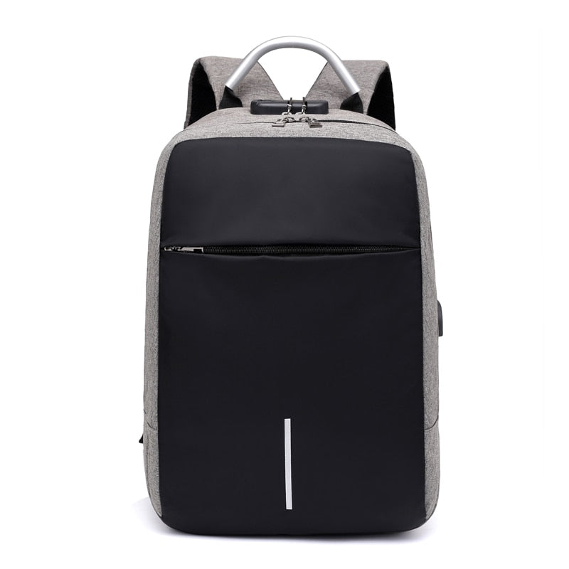 Sac à dos antivol pour ordinateur portable unisexe avec port de charge USB et fermetures éclair dissimulées
