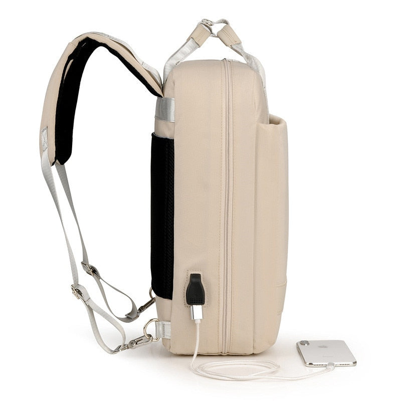 Sac à dos antivol unisexe avec port de charge USB et fermetures éclair dissimulées