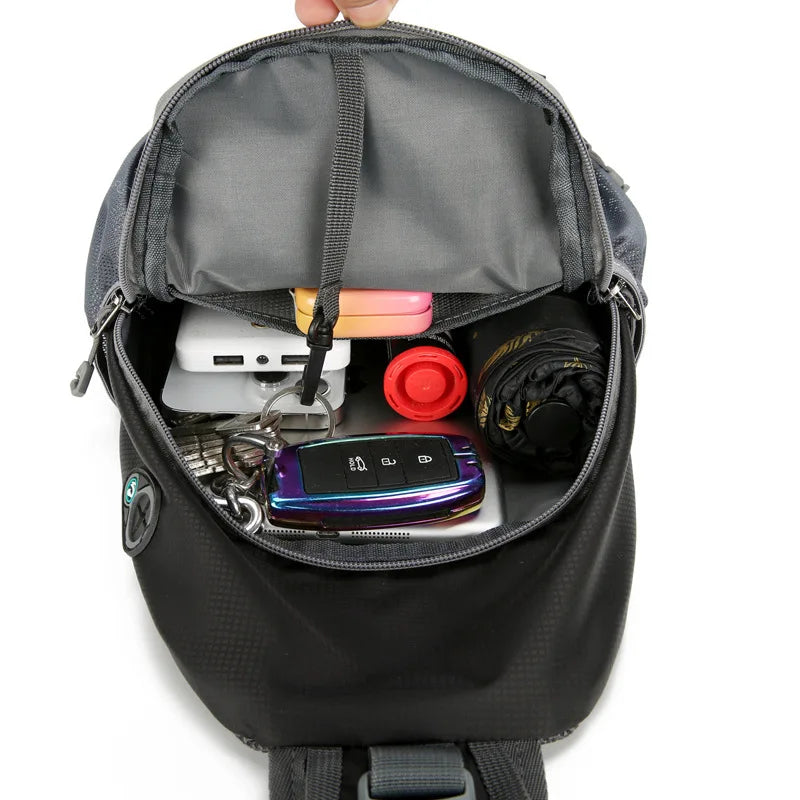 Sac à dos bandoulière anti-vol imperméable multipoches – sac de voyage léger porté croisé