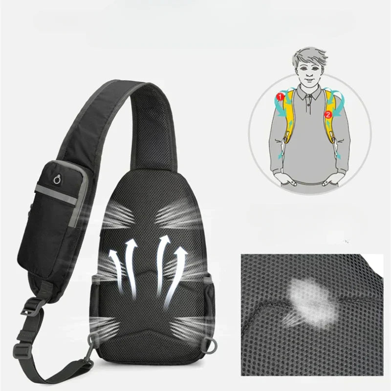 Sac à dos bandoulière anti-vol imperméable multipoches – sac de voyage léger porté croisé