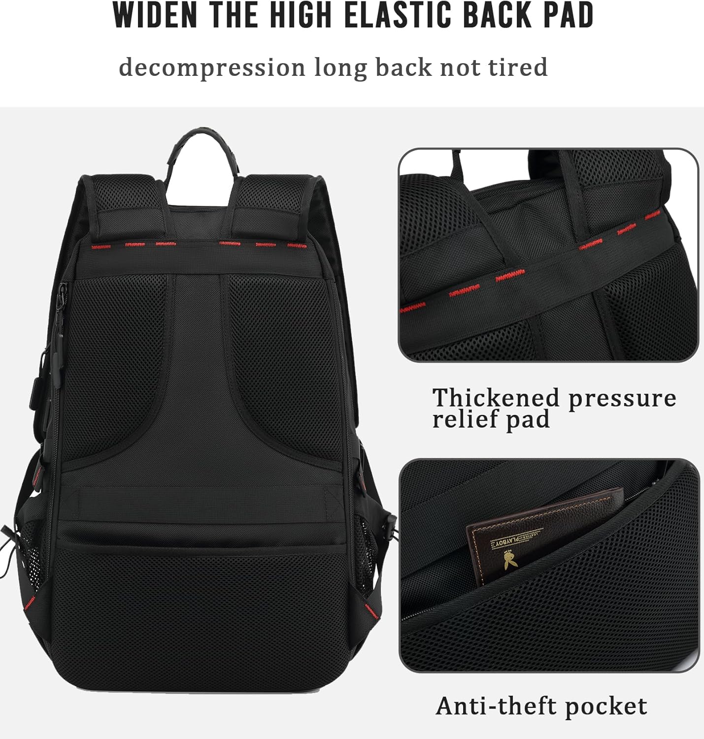 Sac à dos de voyage 60 L imperméable pour ordinateur portable avec port USB et compartiment à chaussures