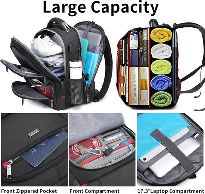 Sac à dos de voyage pour ordinateur portable unisexe 50 L, résistant à l'eau, très grand format