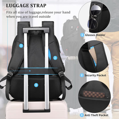 Sac à dos de voyage pour ordinateur portable unisexe 50 L, résistant à l'eau, très grand format