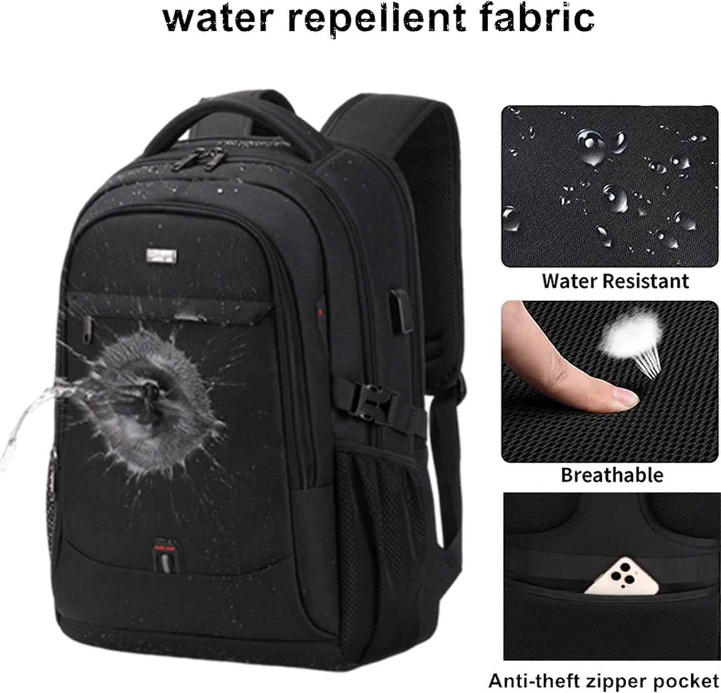 Sac à dos de voyage unisexe pour ordinateur portable, résistant à l’eau, avec organisation astucieuse