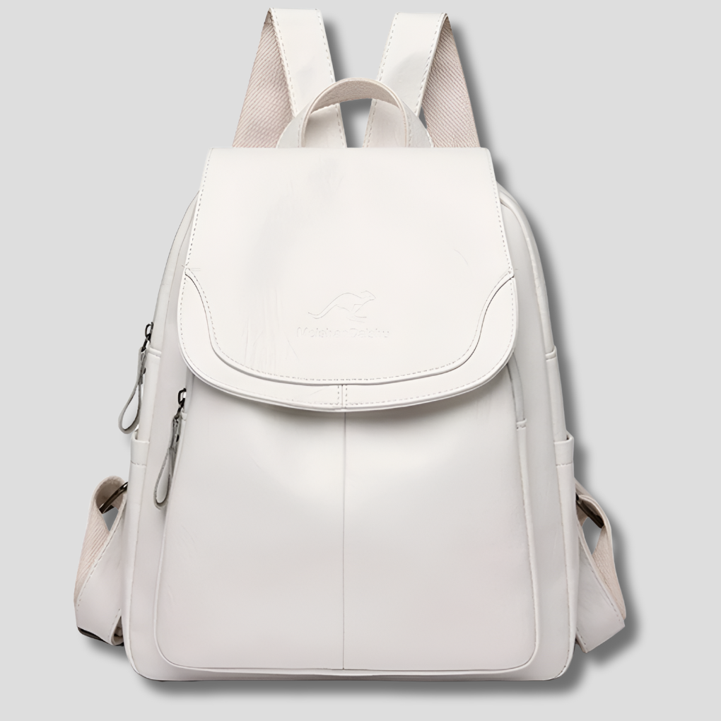 Sac à dos en cuir pour femme avec fermeture sécurisée et détail gaufré