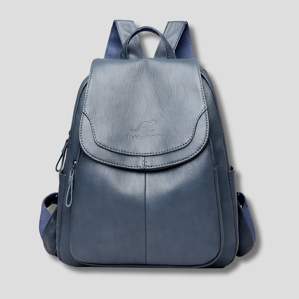 Sac à dos en cuir pour femme avec fermeture sécurisée et détail gaufré