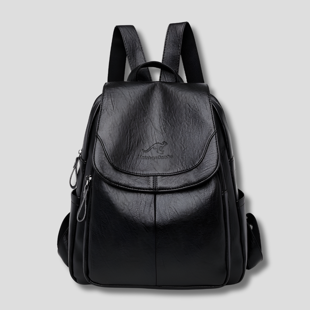 Sac à dos en cuir pour femme avec fermeture sécurisée et détail gaufré