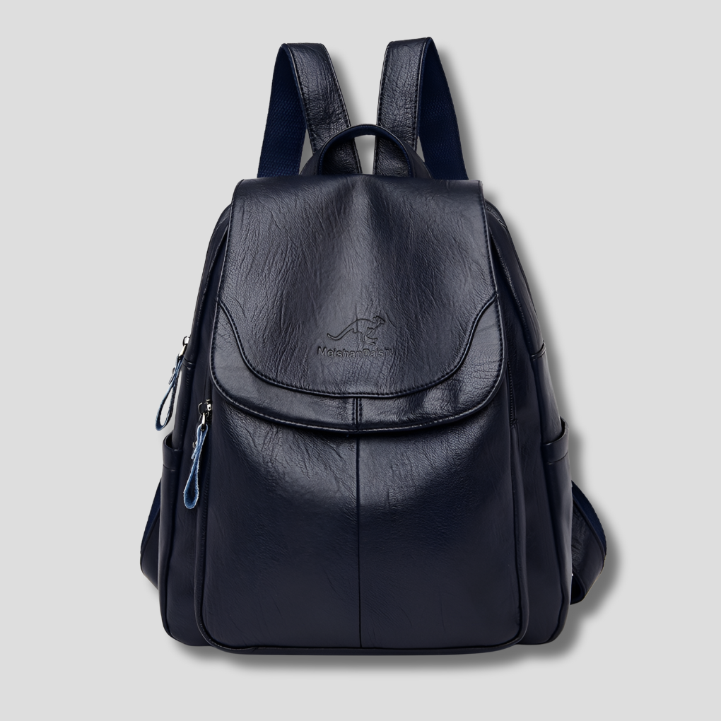 Sac à dos en cuir pour femme avec fermeture sécurisée et détail gaufré