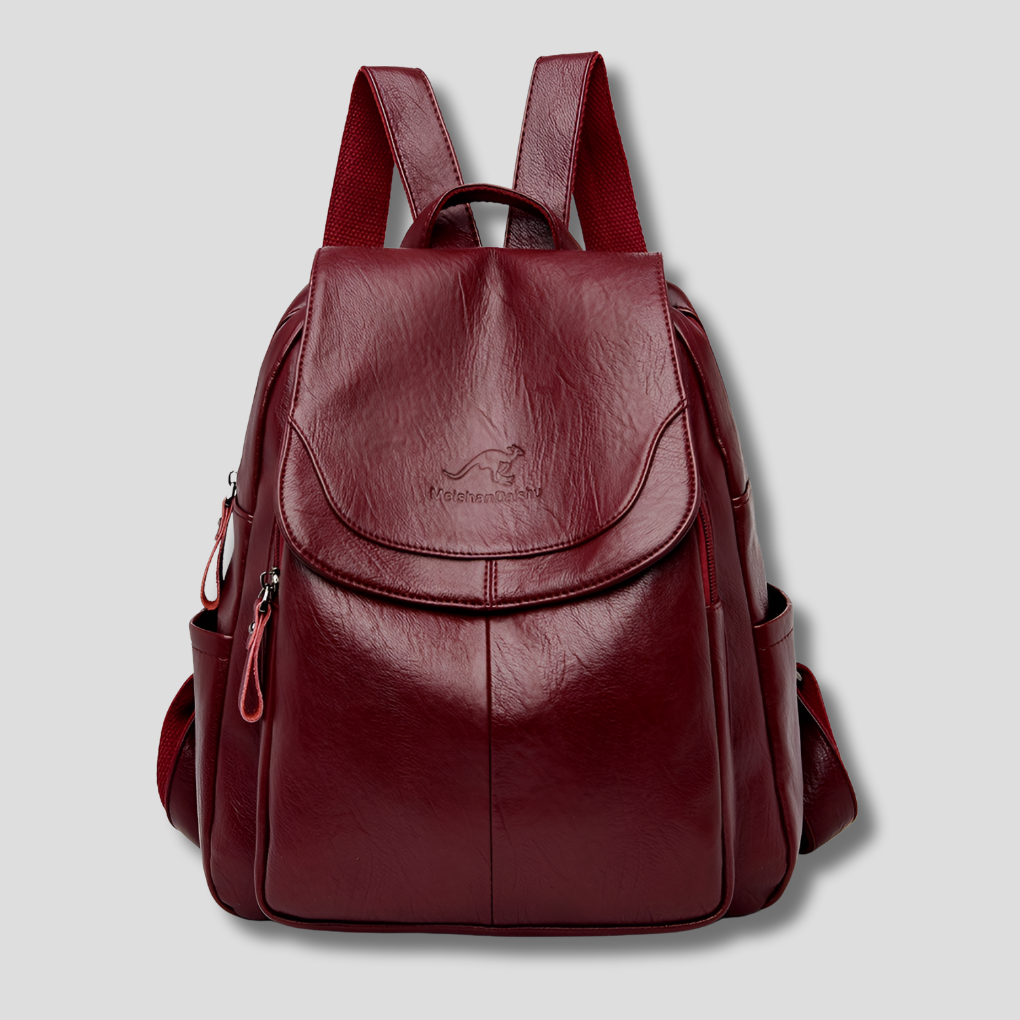 Sac à dos en cuir pour femme avec fermeture sécurisée et détail gaufré