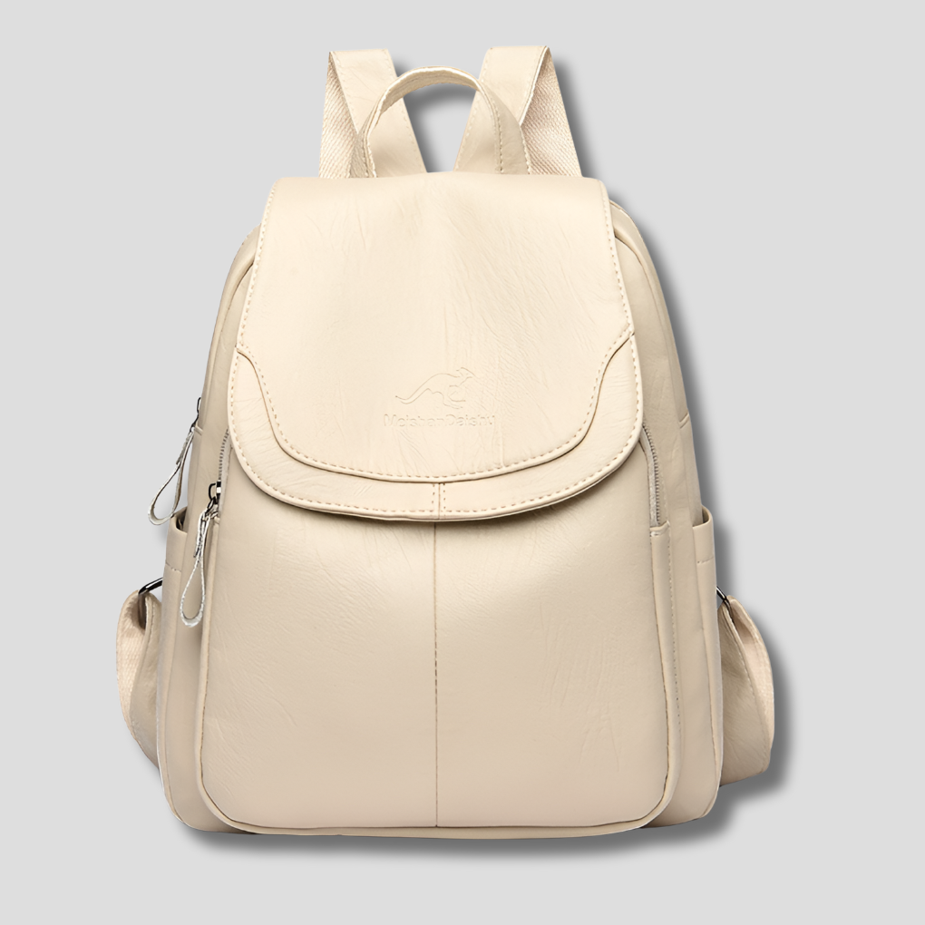 Sac à dos en cuir pour femme avec fermeture sécurisée et détail gaufré