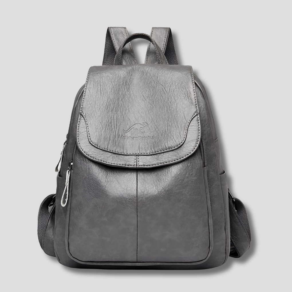 Sac à dos en cuir pour femme avec fermeture sécurisée et détail gaufré