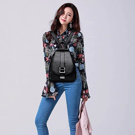 Sac à dos en cuir véritable pour femme