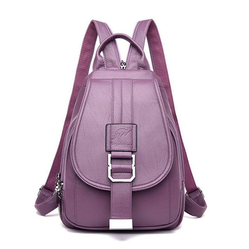 Sac à dos en cuir véritable pour femme
