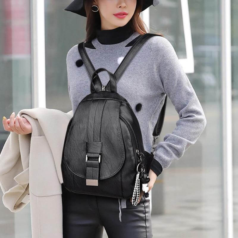 Sac à dos en cuir véritable pour femme
