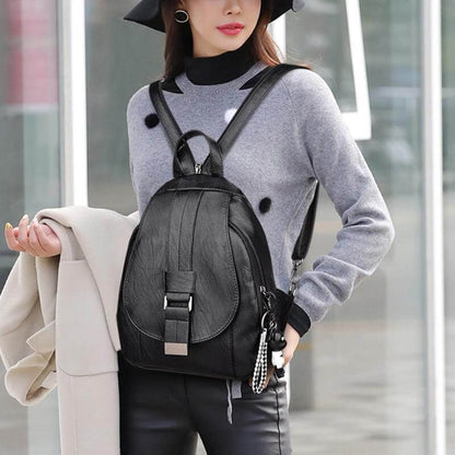 Sac à dos en cuir véritable pour femme