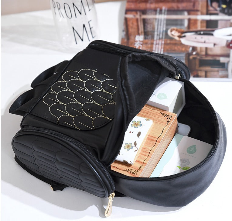 Sac à dos pour femme en cuir PU imprimé hibou multi-poches