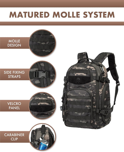 Sac à dos tactique 35 L mixte - système MOLLE et rangement pour ordinateur portable
