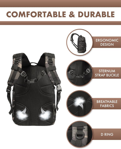 Sac à dos tactique 35 L mixte - système MOLLE et rangement pour ordinateur portable