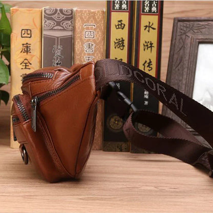 Sac banane en cuir de vachette véritable pour homme – grande capacité, port à la ceinture ou en bandoulière pour le voyage