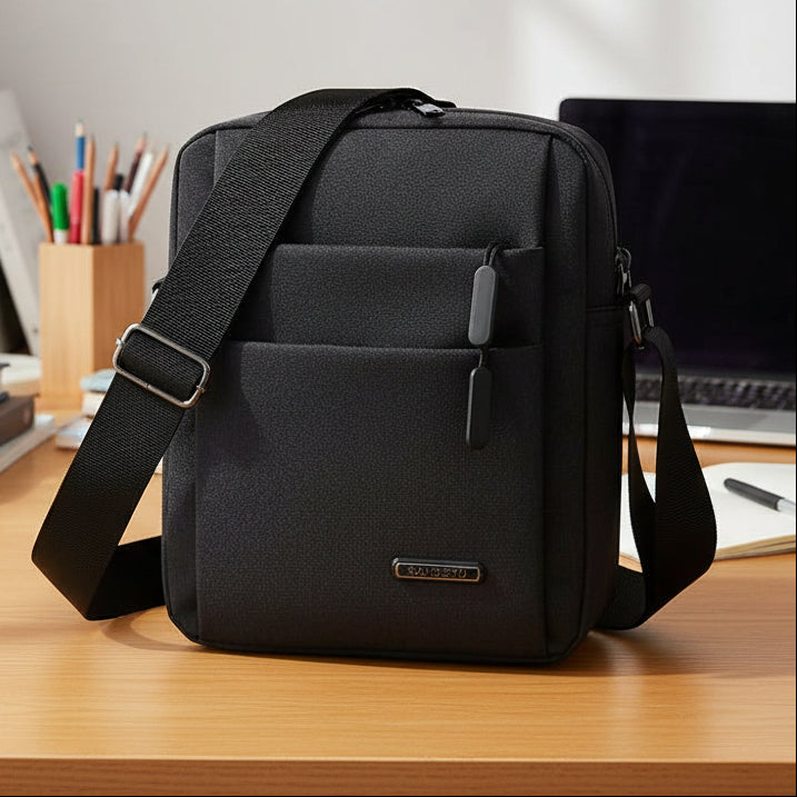 Sac bandoulière homme imperméable avec dispositif anti-vol