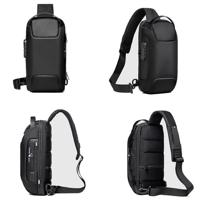 Sac bandoulière pour homme antivol résistant à l’eau avec port de charge USB