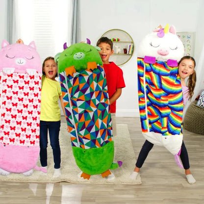 Sac de couchage et peluche 2-en-1 pour enfants