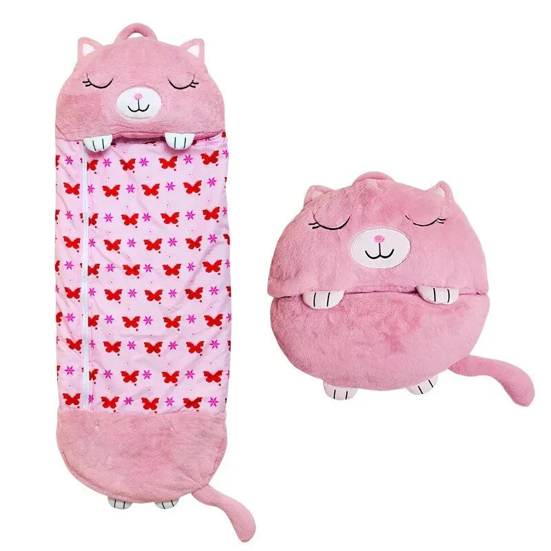 Sac de couchage et peluche 2-en-1 pour enfants