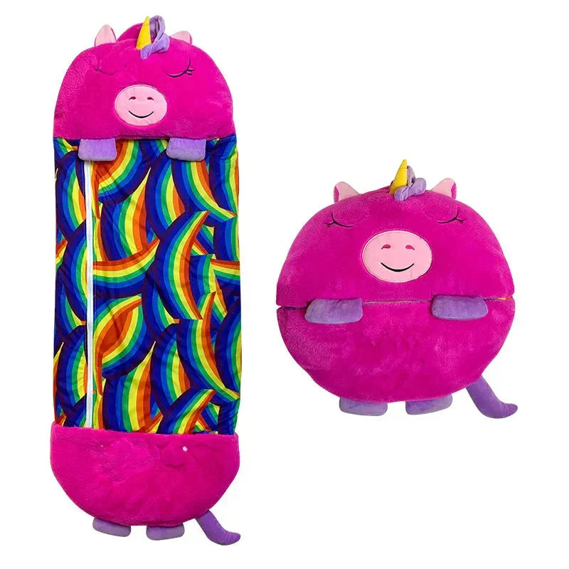 Sac de couchage et peluche 2-en-1 pour enfants