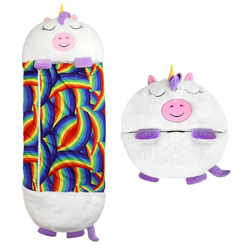Sac de couchage et peluche 2-en-1 pour enfants