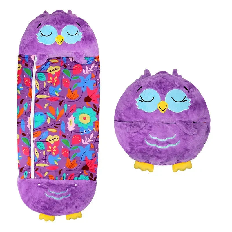 Sac de couchage et peluche 2-en-1 pour enfants