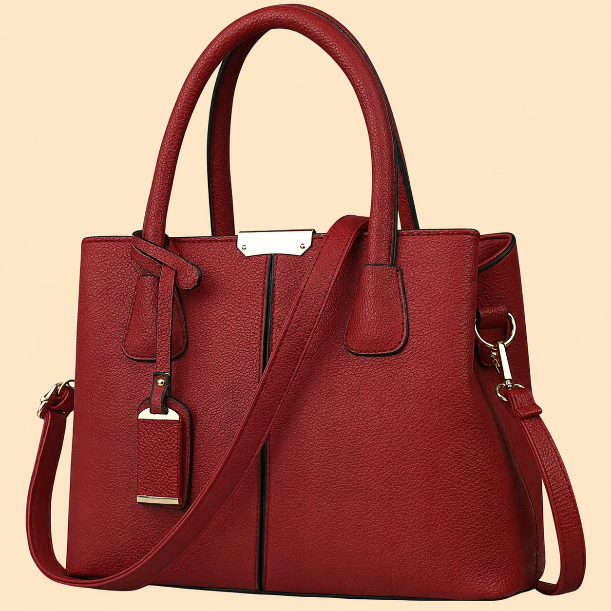 Sac porté main structuré pour femme avec détail pompon