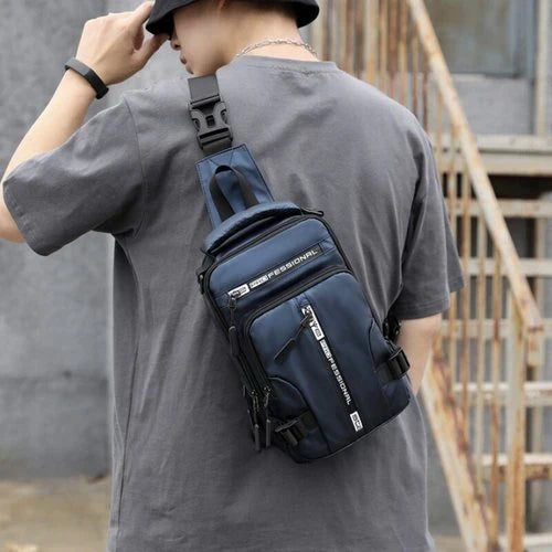 Sacoche bandoulière pour homme imperméable, anti-vol, avec port de charge USB